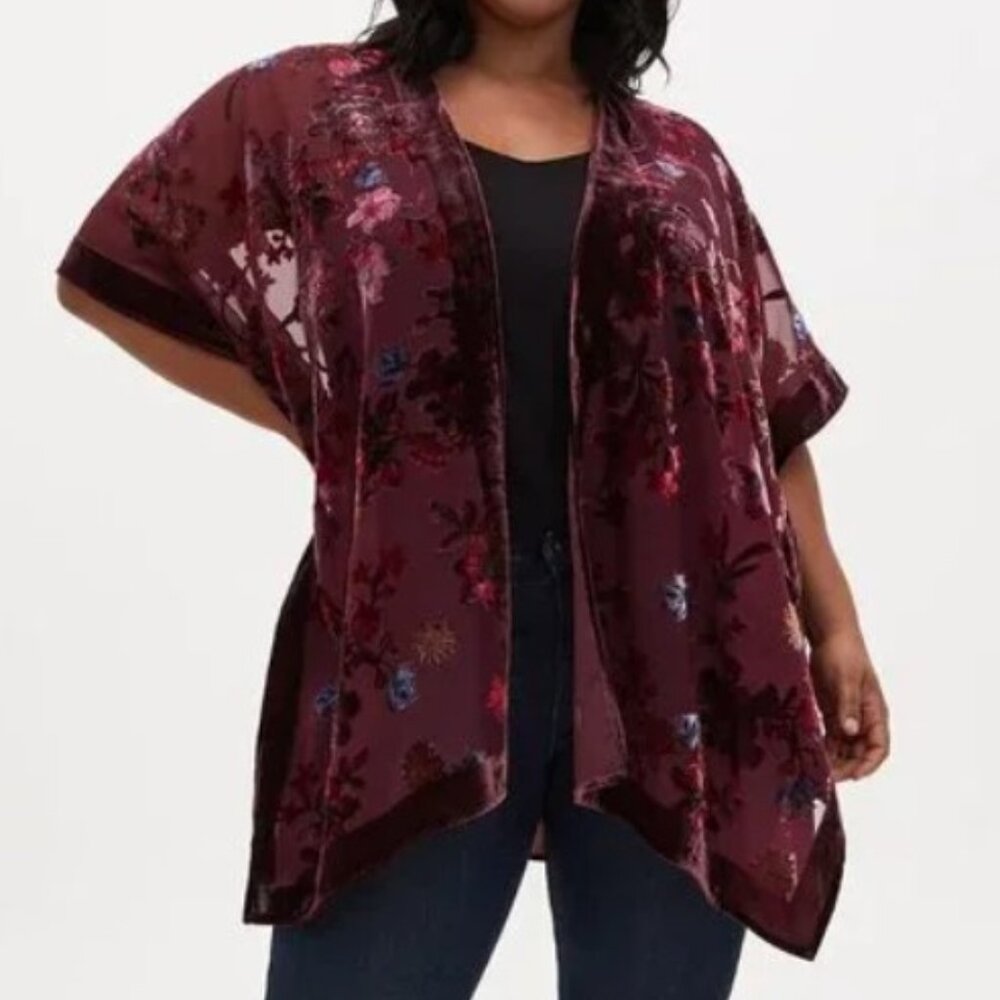 TORRID Burnout Velvet Kimono Size 3/4
